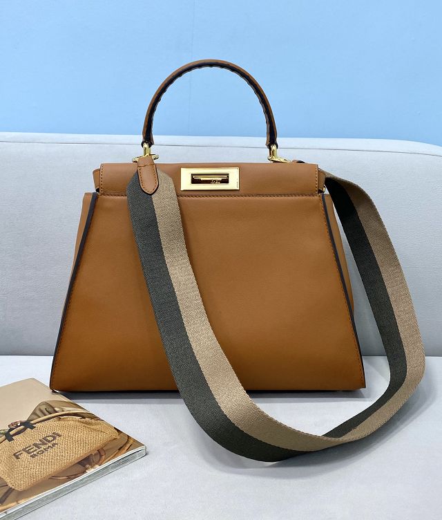 Fendi original calfskin medium peekaboo bag 8BN240 brown