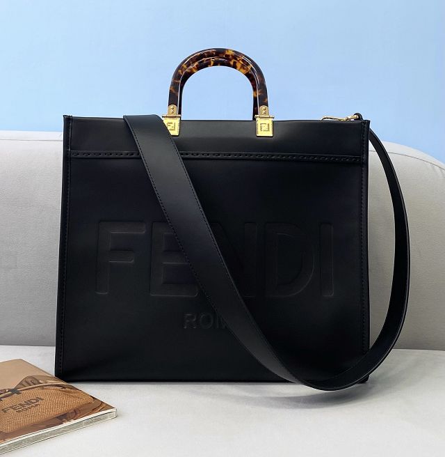 Fendi original calfskin medium sunshine shopper bag 8BH386 black