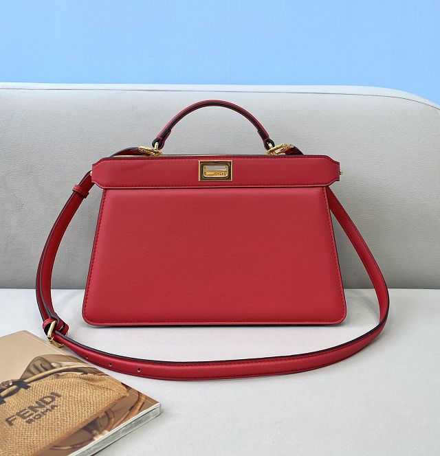 Fendi original calfskin small peekaboo ISeeU bag 8BN330 red