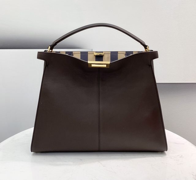 Fendi original calfskin large peekaboo Iseeu tote 7VA528 dark brown