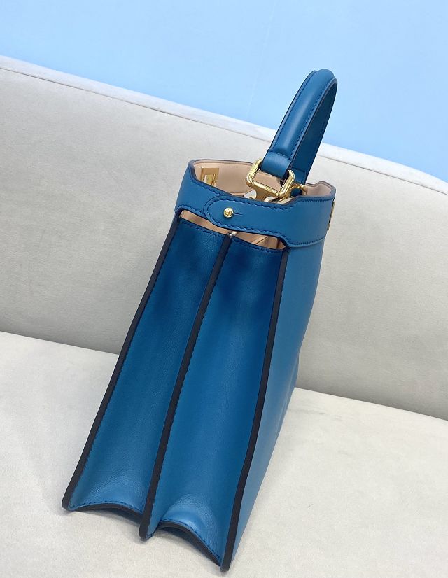 Fendi original calfskin medium peekaboo ISeeU bag 8BN321 blue