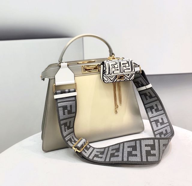 Fendi original calfskin medium peekaboo ISeeU bag 8BN321-2 grey