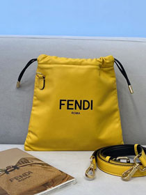 Fendi original calfskin small drawstring bag 8BH355 yellow