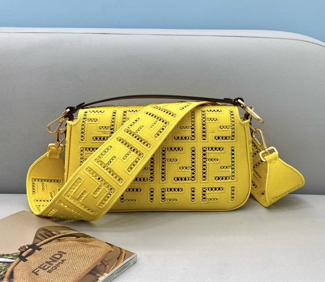 Fendi original canvas medium baguette bag 8BR600 yellow