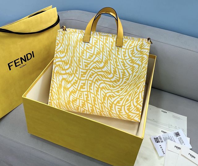 Fendi original canvas medium shopping bag 8BH395 yellow