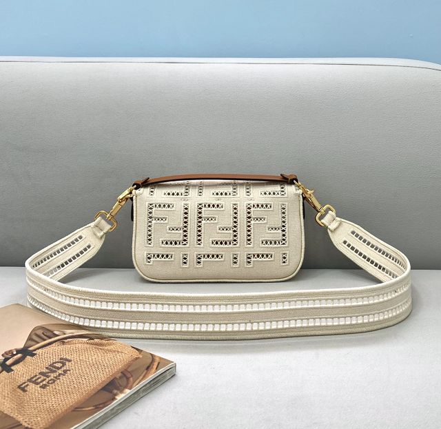 Fendi original canvas mini baguette bag 8BS017 off-white