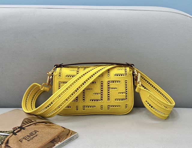 Fendi original canvas mini baguette bag 8BS017 yellow