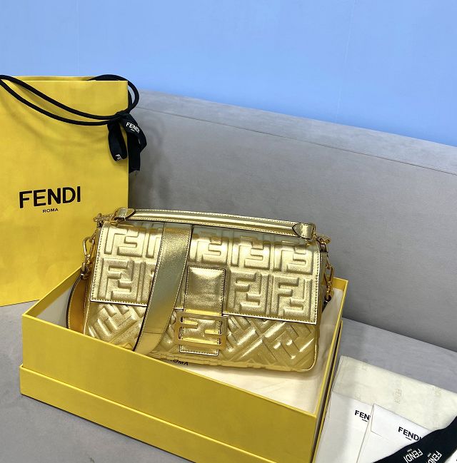 Fendi original lambskin large baguette bag 8BR795 gold