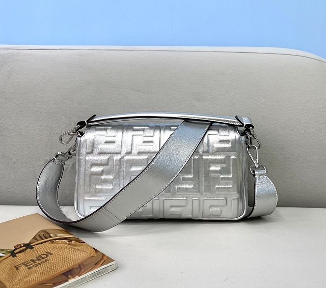 Fendi original lambskin medium baguette bag 8BR600 silver