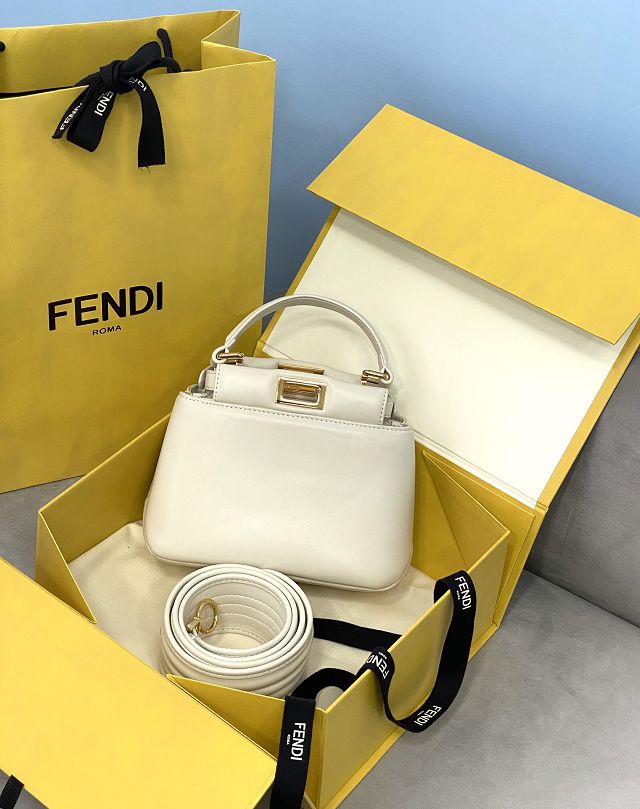 Fendi original lambskin mini peekaboo bag 8BN241 white