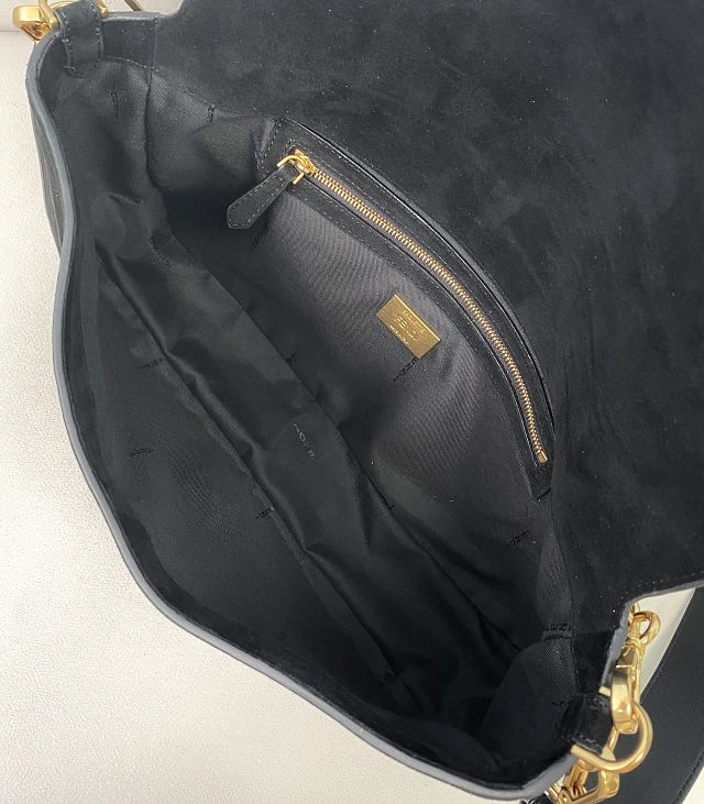 Fendi original suede large baguette bag 8BR795 black