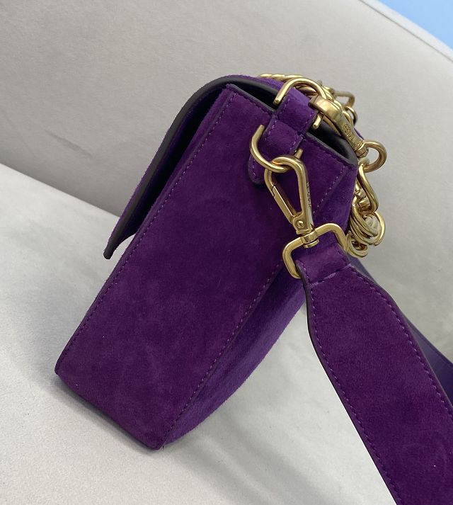 Fendi original suede large baguette bag 8BR795 purple