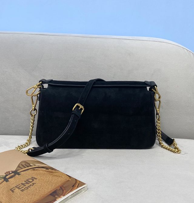 Fendi original suede medium baguette bag 8BR600 black