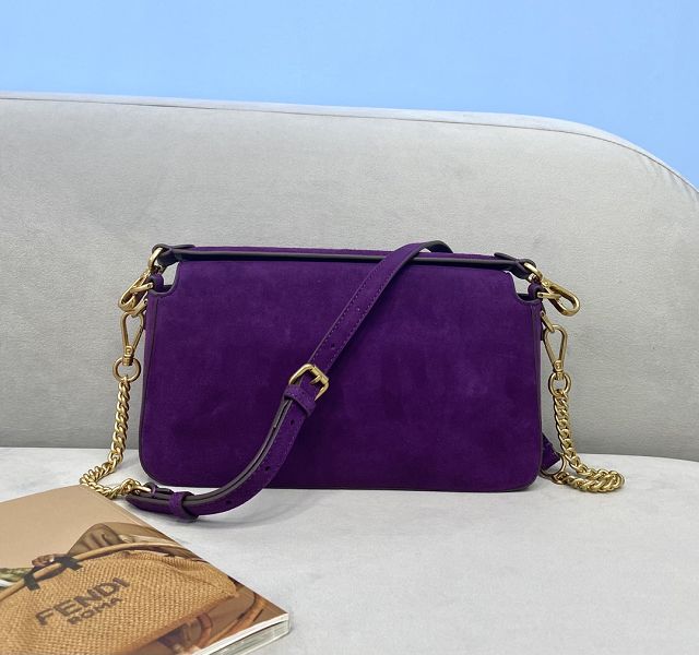 Fendi original suede medium baguette bag 8BR600 purple