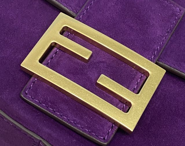 Fendi original suede medium baguette bag 8BR600 purple