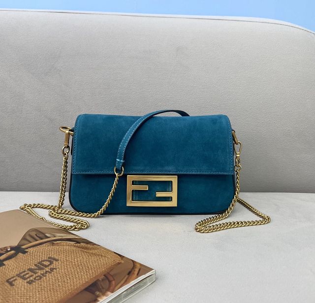 Fendi original suede mini baguette bag 8BS017 blue