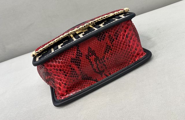 Fendi original python leather kan I F small flap bag 8BT286 red