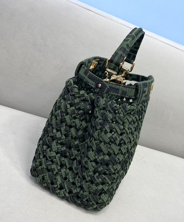 Fendi tweed small peekaboo bag 8BN244 green