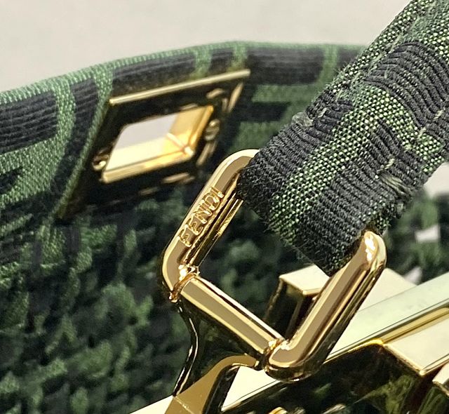 Fendi tweed small peekaboo bag 8BN244 green