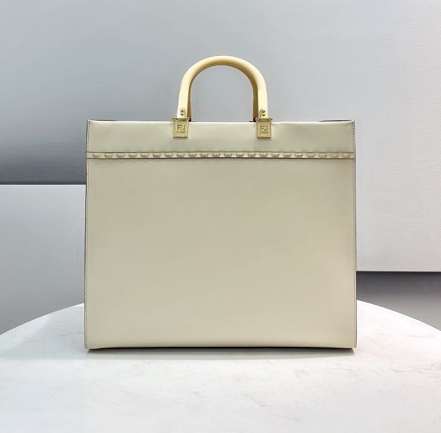 Fendi original calfskin medium sunshine shopper bag 8BH386-2 white