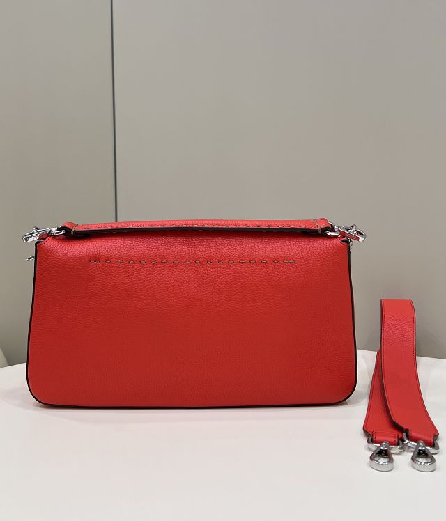 Fendi original grained calfskin large baguette bag 8BR795 red