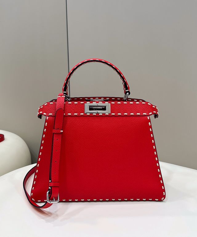 Fendi original grained calfskin medium peekaboo ISeeU bag 8BN321 red