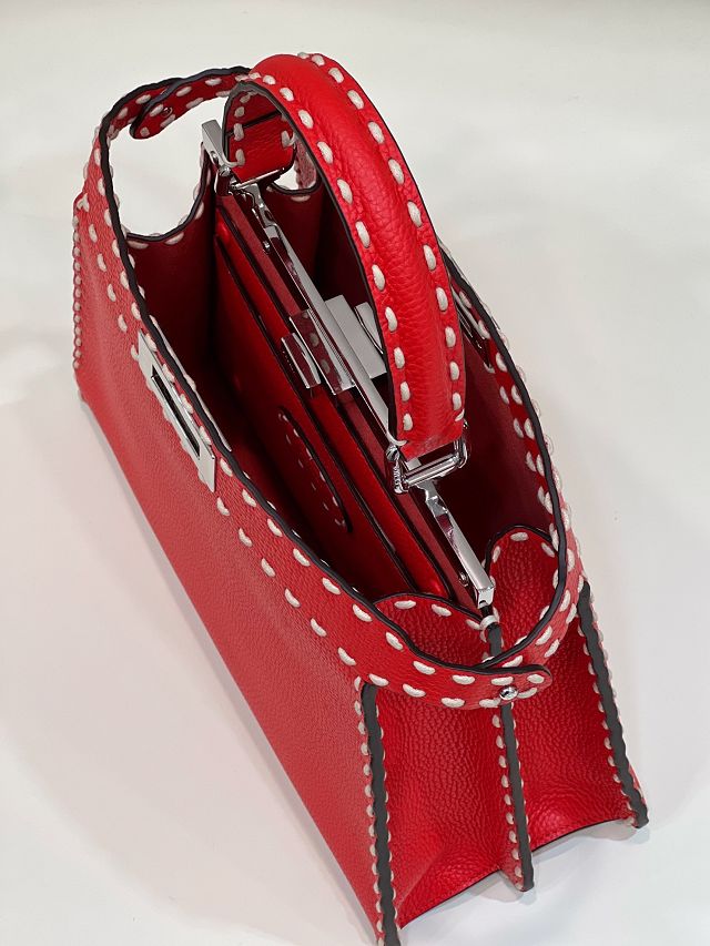 Fendi original grained calfskin medium peekaboo ISeeU bag 8BN321 red