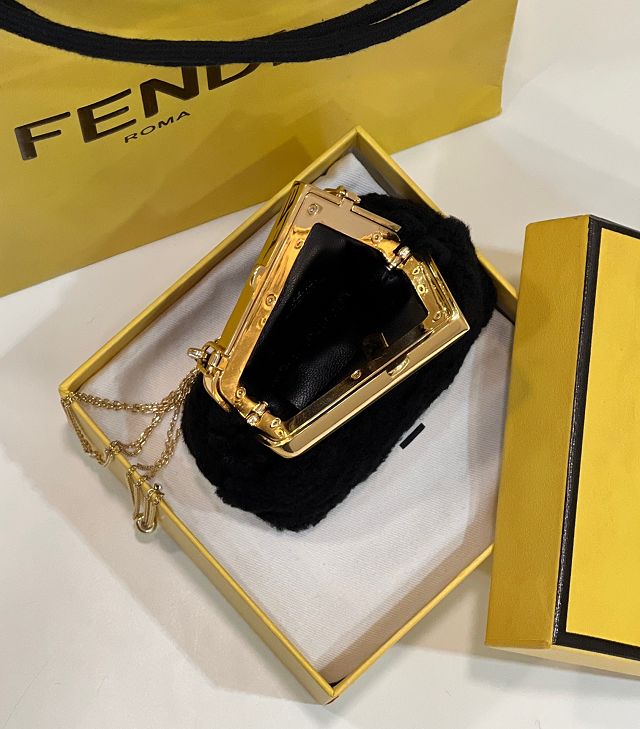 Fendi original sheepskin first nano bag 7AS051 black