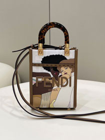 Fendi fabric mini sunshine shopper bag 8BS051 brown