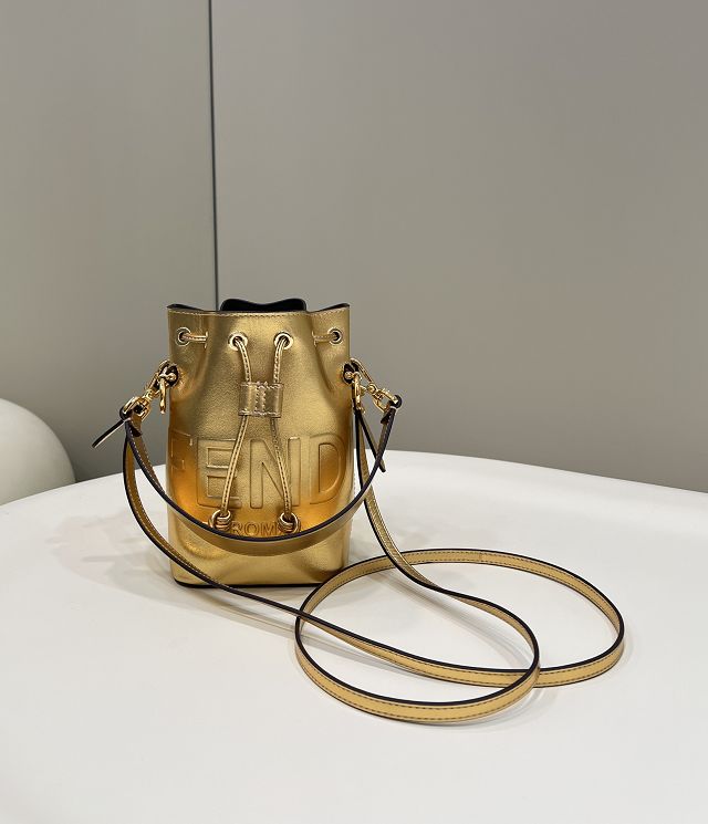 Fendi original calfskin small mon tresor bucket bag 8BS010 gold