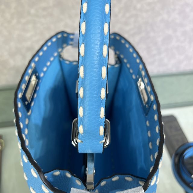 Fendi original grained calfskin medium peekaboo ISeeU bag 8BN321 blue