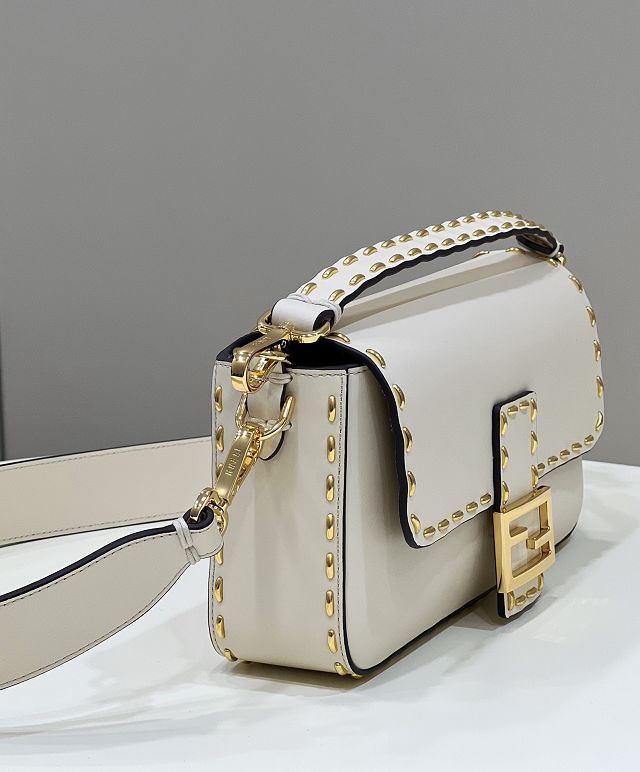 Fendi original calfskin medium baguette bag 8BR600 white