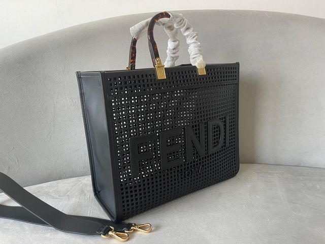 Fendi original calfskin medium sunshine shopper bag 8BH386 black