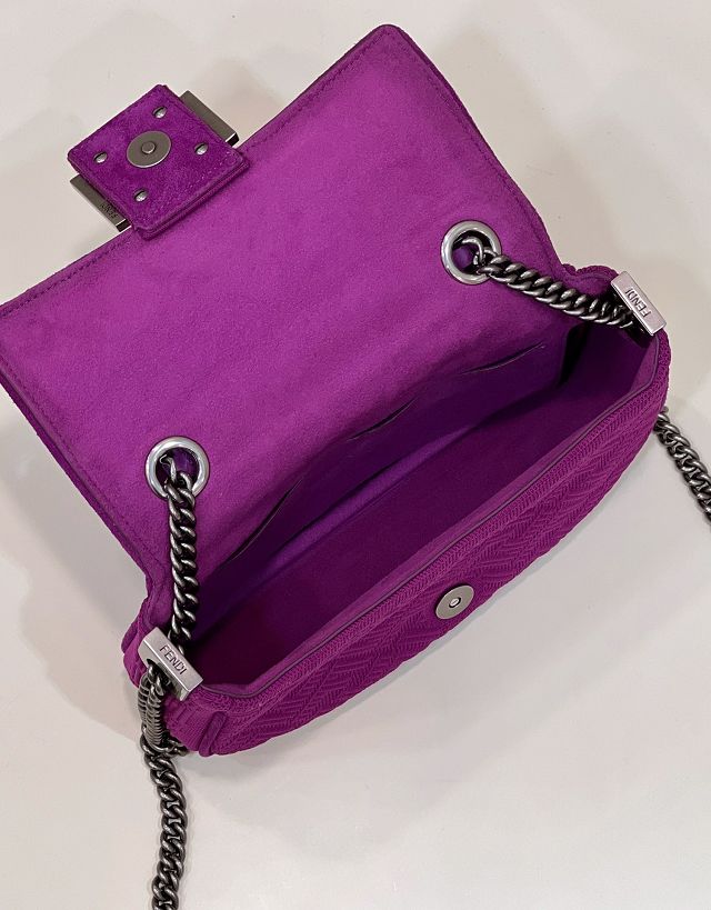 Fendi original fabric chain baguette bag 8BR793 purple