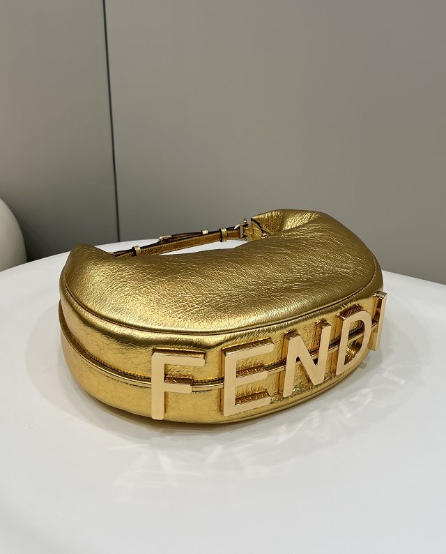 Fendi original calfskin medium fendigraphy bag 8BR799 gold