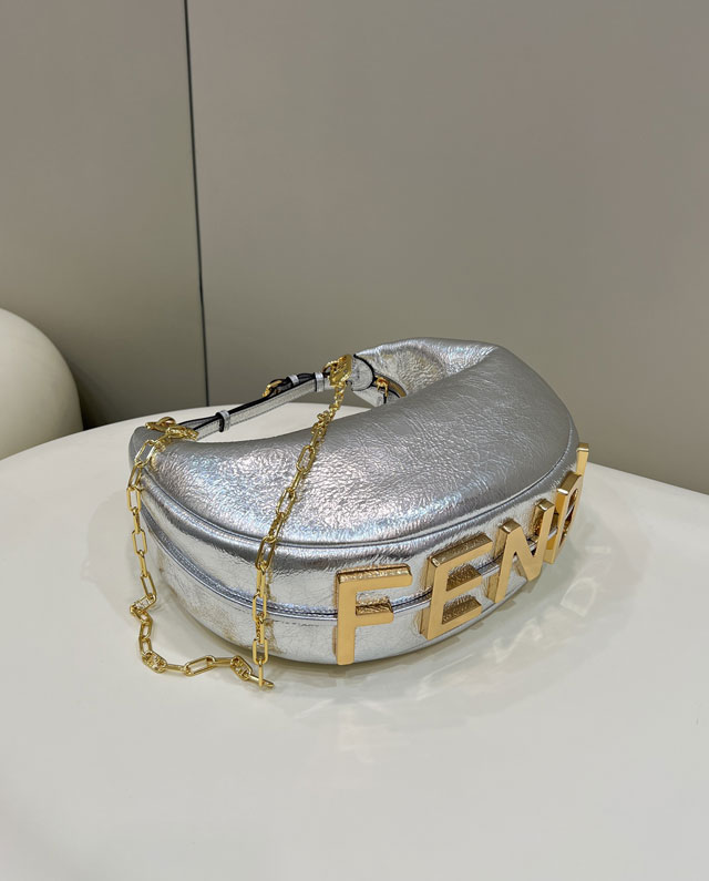 Fendi original calfskin medium fendigraphy bag 8BR799 silver