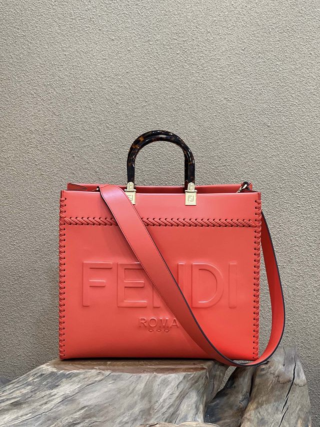 Fendi original calfskin medium sunshine shopper bag 8BH386 red