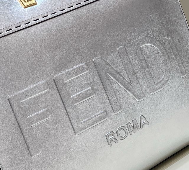 Fendi original calfskin medium sunshine shopper bag 8BH386 silver