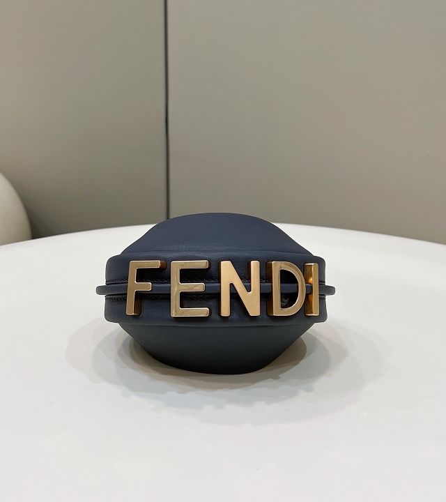 Fendi original calfskin nano fendigraphy bag 7AS089 dark grey