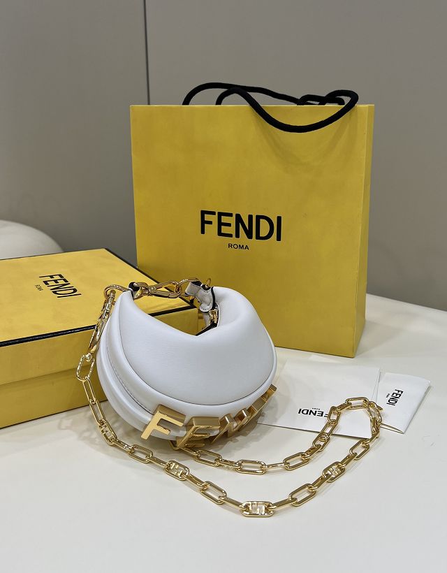 Fendi original calfskin nano fendigraphy bag 7AS089 white