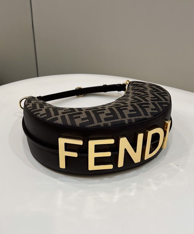 Fendi original fabric small fendigraphy bag 8BR798 dark coffee