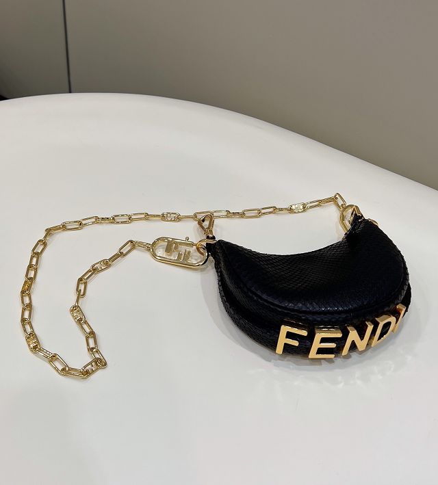 Fendi original python leather nano fendigraphy bag 7AS089 black