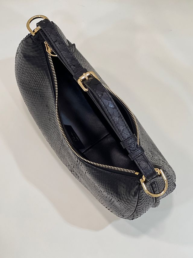 Fendi original python leather small fendigraphy bag 8BR798 black