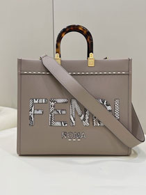 Fendi original calfskin medium sunshine shopper bag 8BH386-2 grey