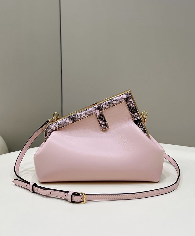 Fendi original lambskin&python leather small first bag 8BP129 pink