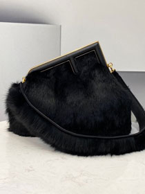 Fendi original mink fur medium first bag 8BP127 black