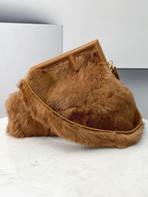 Fendi original mink fur medium first bag 8BP127 brown