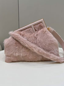Fendi original mink fur medium first bag 8BP127 pink