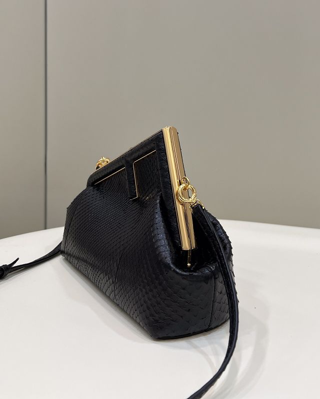 Fendi original python leather small first bag 8BP129 black