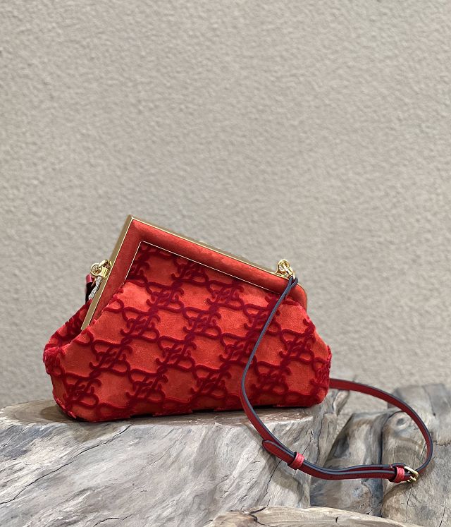 Fendi original suede small first bag 8BP129 red